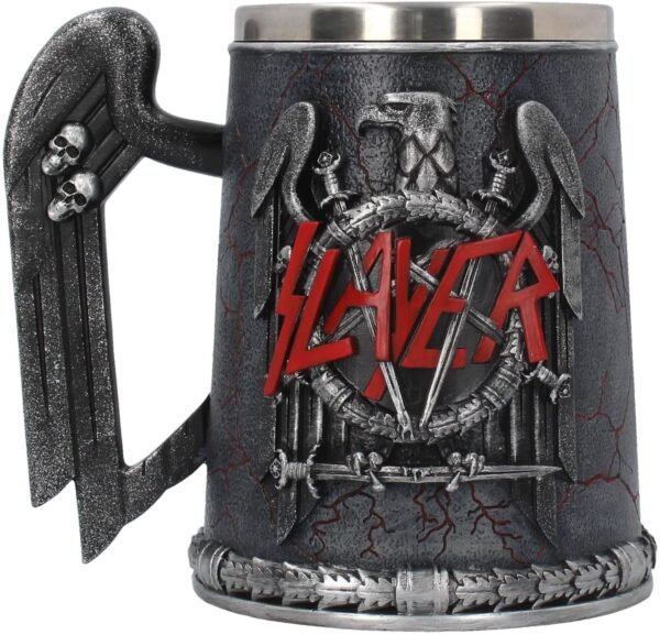 Band Merchandise~ B4128M8 Slayer Tankard Mug 14cm Black, Resin w/Stainless Steel Insert