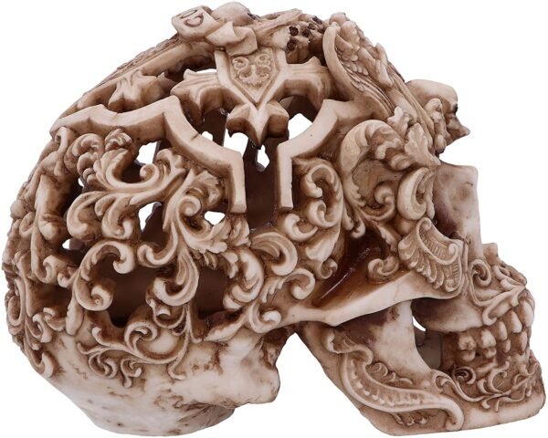 Dark Collection~Gothic Design Carved Skull Figurine Ornament, Natural, 19cm