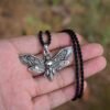SanLan Death Head Moth Pendant Necklace Wicca Jewelry Goth Moth and The Moon