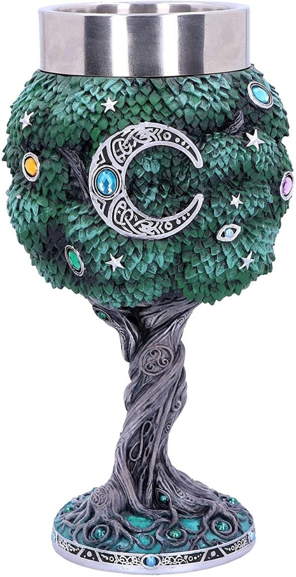 Light Collection~Exclusive Tree of Life Nature Goblet Wine Glass, Green, 18cm