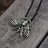 SanLan Death Head Moth Pendant Necklace Wicca Jewelry Goth Moth and The Moon
