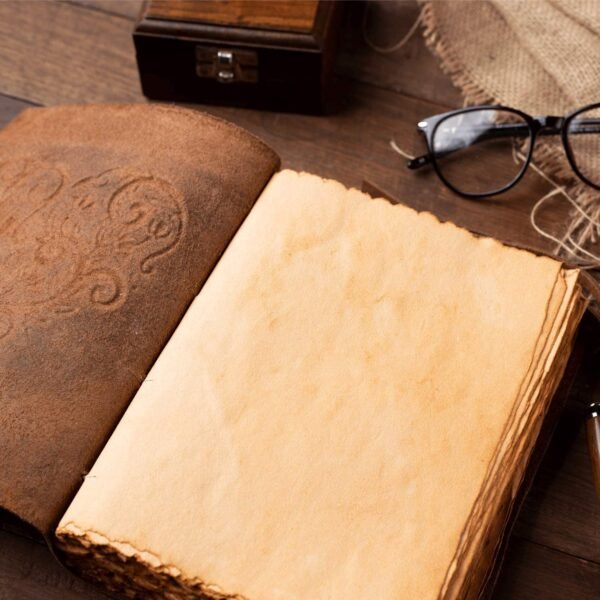 Witchcraft~Large Leather Journal for Women - Vintage Leather Bound Journal - Antique Paper - Beautiful Embossed Heart Leather Sketchbook- For Sketching and Writing 240 Pages (11.5" x 8.25" (A4), Red Brown)