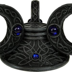 Wiccan Collection~Triple Moon Crystal Ball Crystal Ball Holder 14.5cm Grey