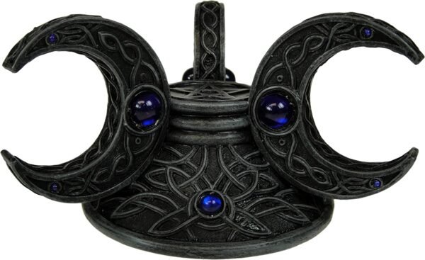 Wiccan Collection~Triple Moon Crystal Ball Crystal Ball Holder 14.5cm Grey