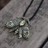 SanLan Death Head Moth Pendant Necklace Wicca Jewelry Goth Moth and The Moon