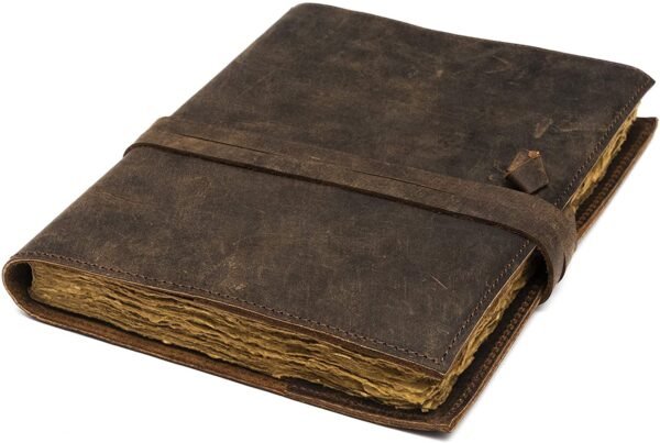 Witchcraft~Refillable Vintage Leather Journal - Book of Shadows Journal, Vintage Journal, Writing Journal, Handmade Antique Deckle Edge Paper, Vintage Leather Journal (8.3" x 5.8" - A5, Vintage Brown)