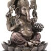Magic  Collection~10.24 Inch 5 lbs Lord Ganesha Sitting on Lotus Hindu God Antique Bronze Finish Statue