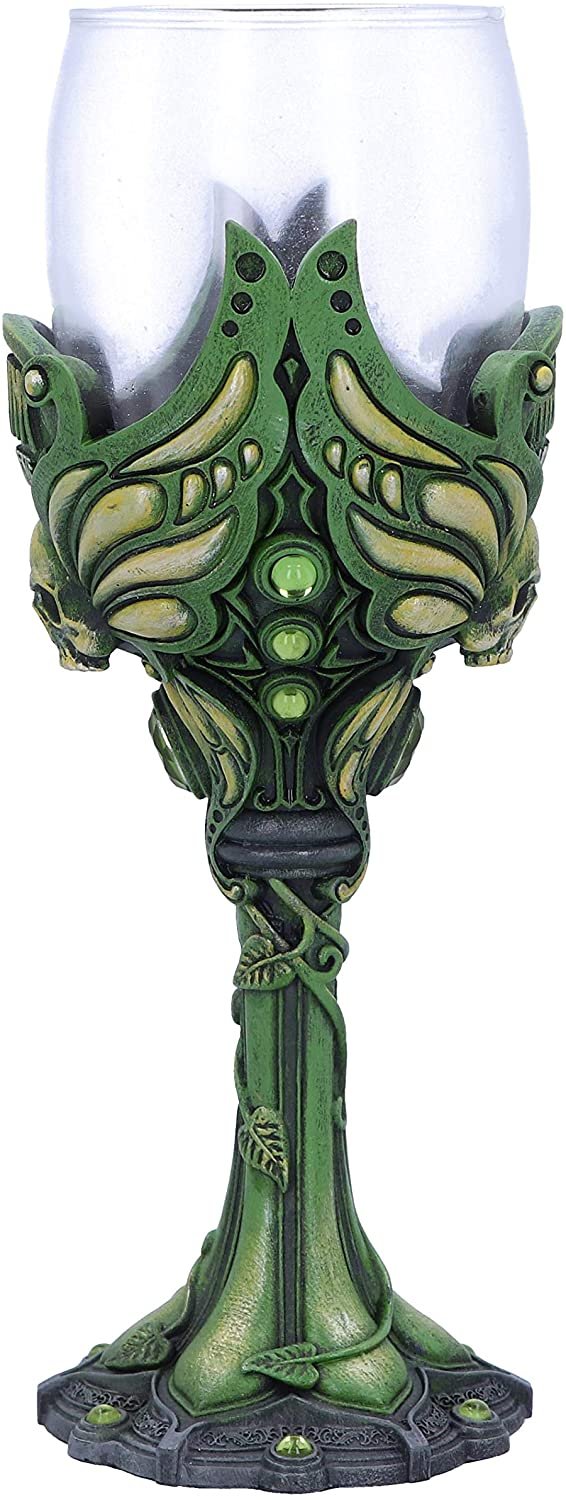 Dark Collection~Absinthe La Fee Verte Green Goblet Wine Glass, Polyresin, 20cm
