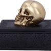 Dark Collection~Celtic Opulence Golden Skull Black Trinket Box, 11.8cm