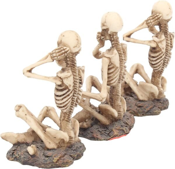 Dark Collection~AL50292 See No, Hear No, Speak No Skeletons Figurine , Ivory