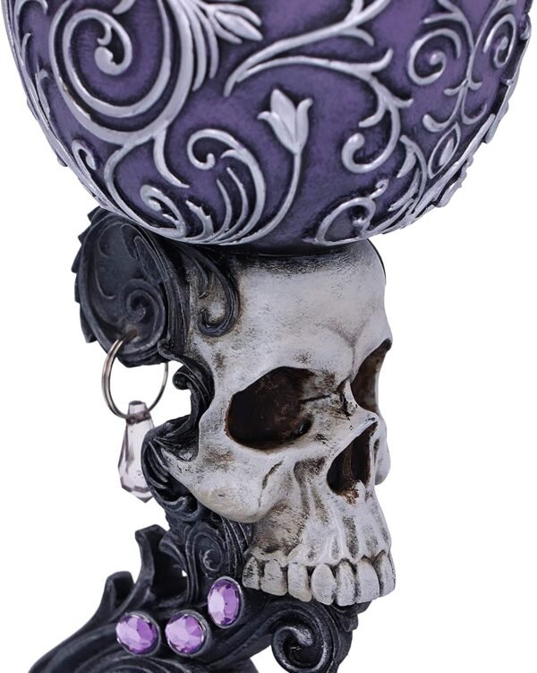 Dark Collection~B5168R0 Deaths Desire Twin Skull Heart Set of Two Goblets, Purple, 18.5cm