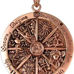 Copper Wheel of the Year Pagan Sabbat Pendant