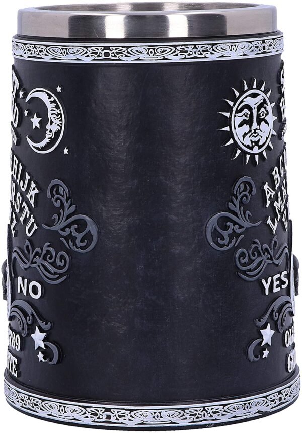 Wiccan Collection~Black and White Spirit Board Tankard Mug, Resin w/stainless steel insert, 14.5cm