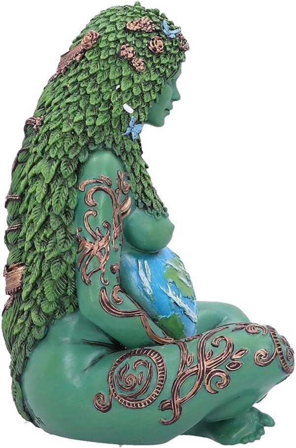 Light Collection~Small Ethereal Mother Earth Gaia Art Statue Painted Figurine, Green, 17.5cm