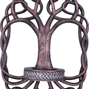 Wiccan Collection~D2415G6 Tree of Life Candle Candle Holder 23cm Bronze