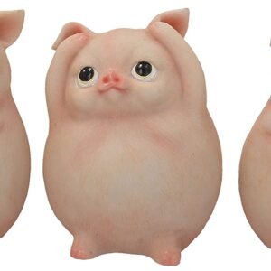 Magicun N.Giftware~Three Wise Piggies Figurine 13cm Red