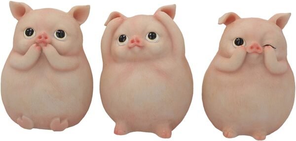 Magicun N.Giftware~Three Wise Piggies Figurine 13cm Red
