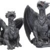 Fantasy Collection~ Dark Fury Set of 2 10cm Dragon Figurines, Black, One Size