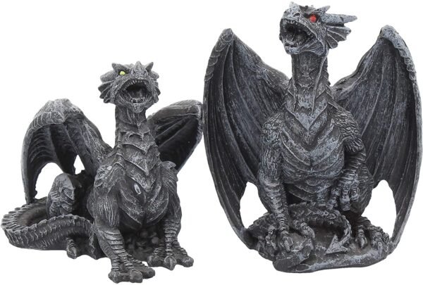 Fantasy Collection~ Dark Fury Set of 2 10cm Dragon Figurines, Black, One Size