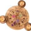 Home Decor~Further Wooden Candle Holder, Unique Pentagram Tea Light Candle Holder,Tarot Candle Candlestick Bracket Decor, Pentagram Hand Carved Wooden With 3 Candle-Tealight Holder