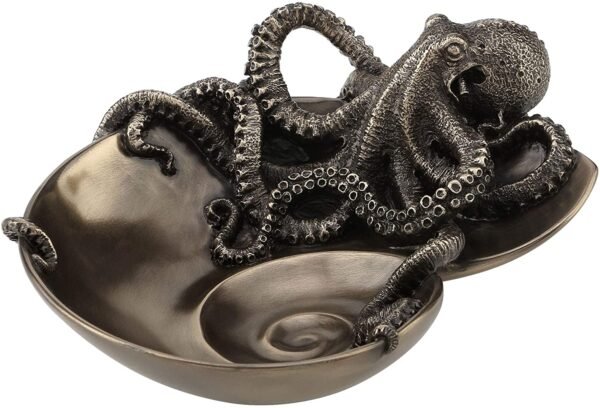 Magic  Collection~Container of Curiosity Bronze Finish Octopus On Nautilus Shell Tray