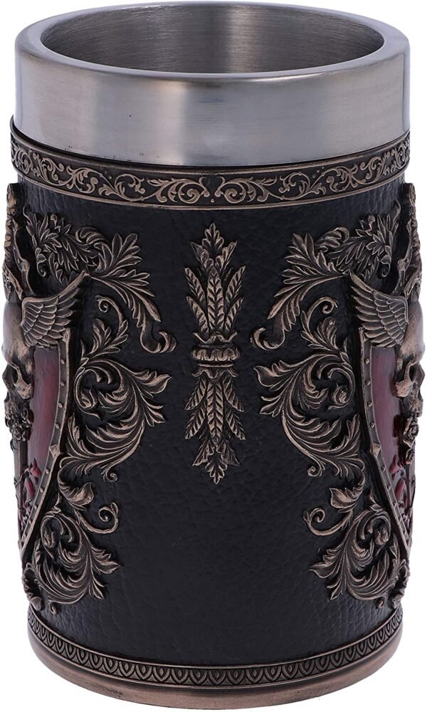 Dark Collection~Et Alas Mortis Winged Skull Tankard Mug, Polyresin, Black and Bronze, One Size