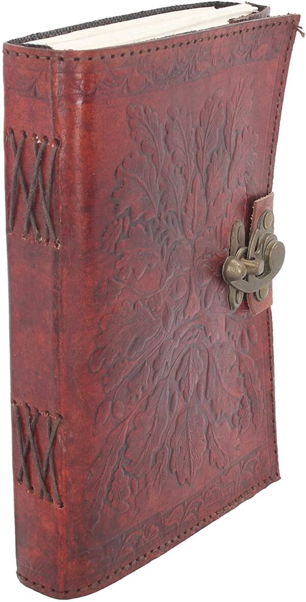 Light Collection~Greenman Leather Embossed Journal & Lock 15 x 20cm, Brown