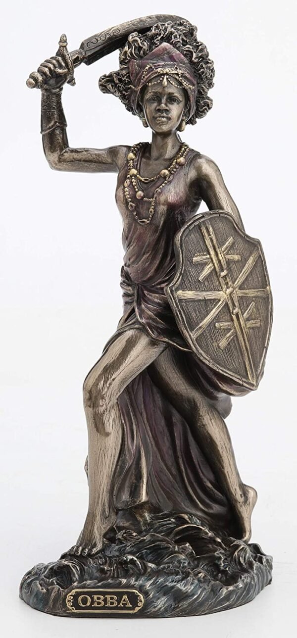Magic  Collection~8 5/8 Inch Santeria Orishas Obba River Goddess Cold Cast Resin Bronze Finish Statue Shrine Idol