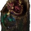 Magicun N.Giftware~Arboreal Hatchling Red Dragon in Tree Trunk Light Up Figurine, 10.8cm, Green