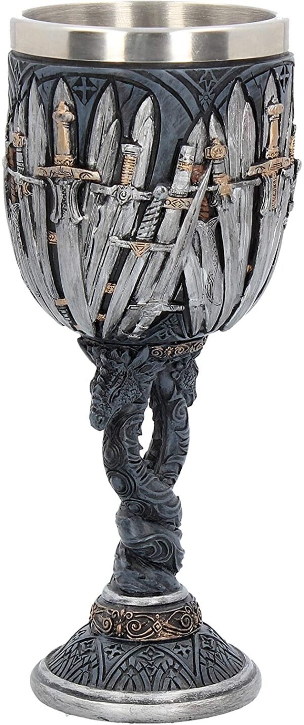 Magicun N.Giftware~Sword Goblet 17.5cm Black, Resin w/Stainless Steel Insert