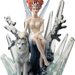 81RLqPXEusL._AC_SL1500 Magicun Collection~9.63 Inch Fantasy Animal Companion Snow Crystal Fairy by Melanie Delon Figurine Cast Resin Hand Painted Statue Transparent Resin Wolf Figurine