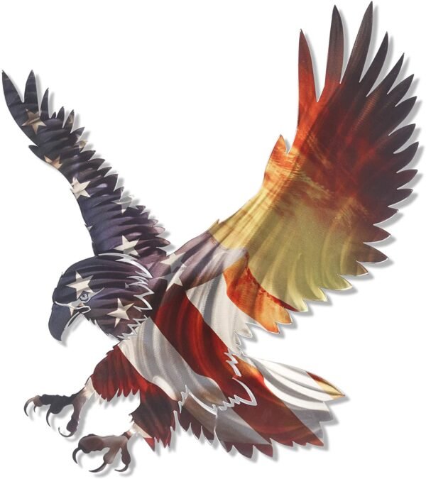 Magic  Collection~3D Metal Wall Art - Bald Eagle American Flag Wall Decor - Patriotic Country Wall Art - Handmade in the USA for Use Indoors or Outdoors
