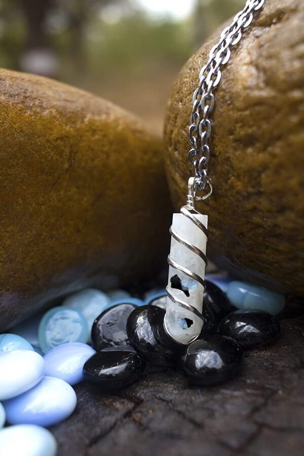 Witchcraft~Moonstone Crystal Healing Necklace - for Crown Chakra. Brings Hope, Luck and Abundance. Relieves Emotional Stress. Enhances Intuition, Psychic Abilities and Stability| with Stylish Chain