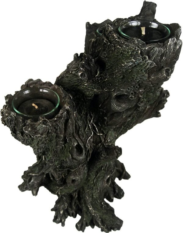 Light Collection~Green Man Tri Tealight Holder 25cm Brown