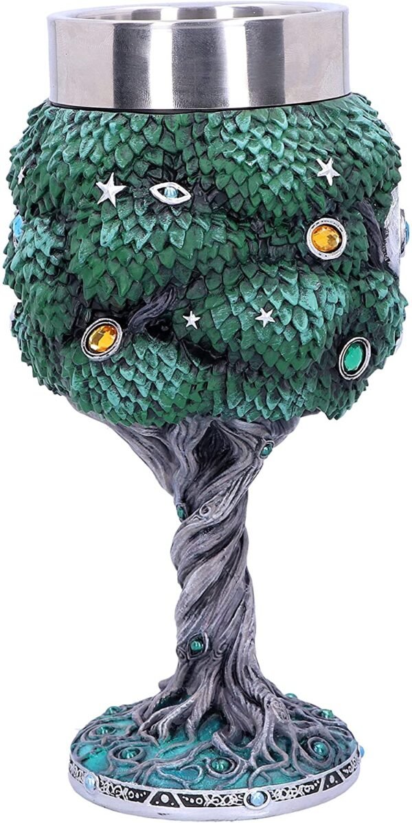 Light Collection~Exclusive Tree of Life Nature Goblet Wine Glass, Green, 18cm