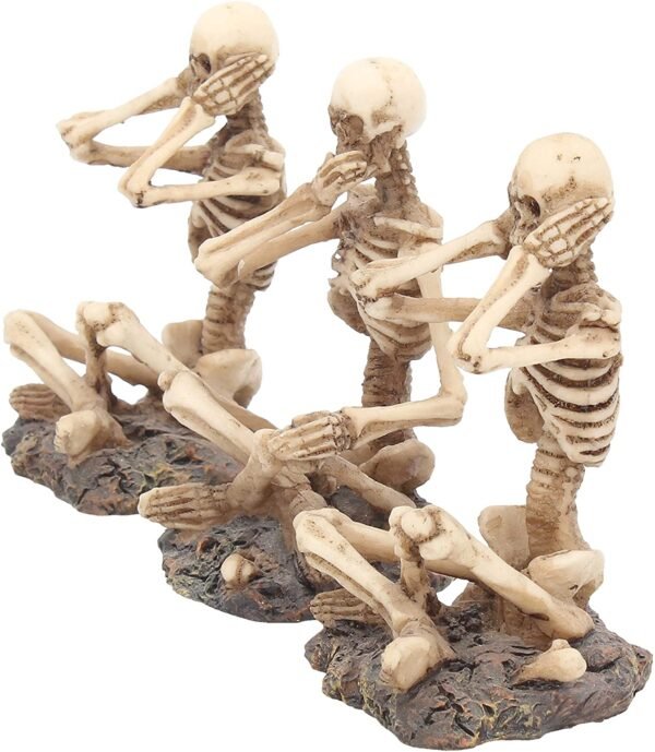 Dark Collection~AL50292 See No, Hear No, Speak No Skeletons Figurine , Ivory