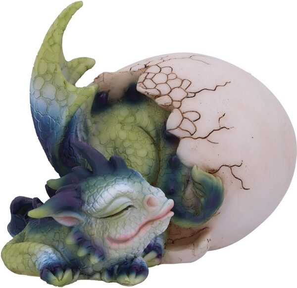 Fantasy Collection~ Hatchling's Rest Dragon Figurine, Green/Purple, 12cm