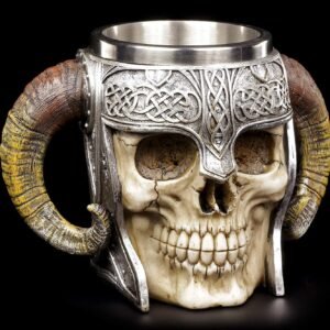 Mythology Collection~ B2091F6 Viking Skull Tankard Mug 16cm Brown