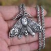 SanLan Death Head Moth Pendant Necklace Wicca Jewelry Goth Moth and The Moon