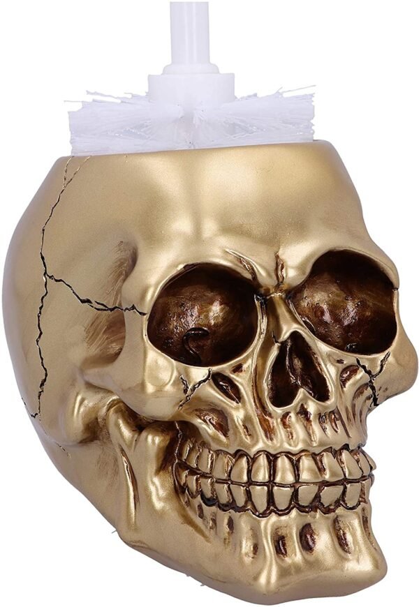 Dark Collection~Death Golden Skull Toilet Brush Holder, Gold, 16.4cm