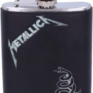 Band Merchandise~ Officially Licensed Metallica Black Album Hip Flask, Stainless Steel, 7cm