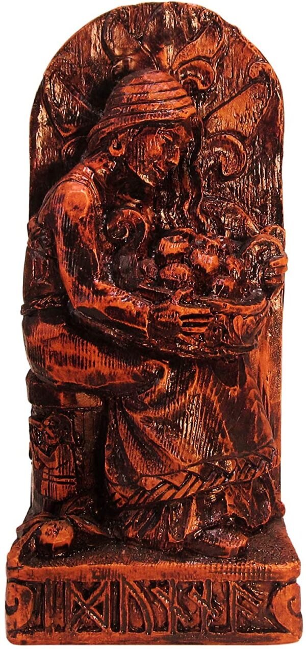 Magicun Altar~Dryad Design Seated Norse Goddess Idunna Statue Wood Finish