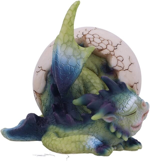 Fantasy Collection~ Hatchling's Rest Dragon Figurine, Green/Purple, 12cm
