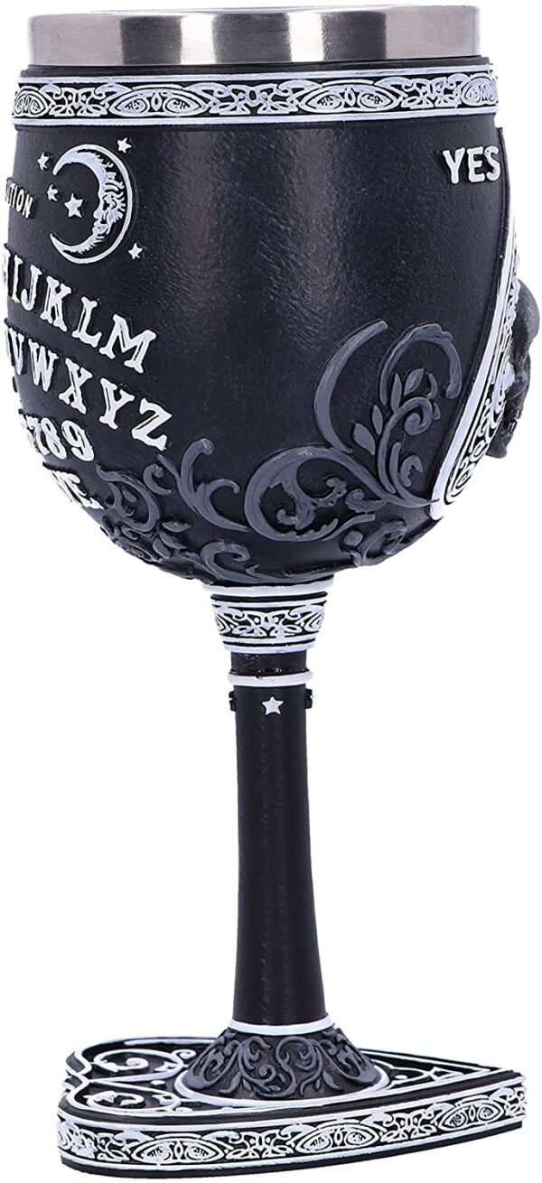 Wiccan Collection~B5141R0 Black and White Spirit Board Goblet Glass, Resin w/stainless steel insert, 18cm
