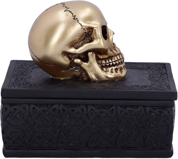 Magicun N.Giftware~Celtic Opulence Golden Skull Black Trinket Box, 11.8cm