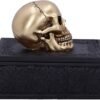 Dark Collection~Celtic Opulence Golden Skull Black Trinket Box, 11.8cm