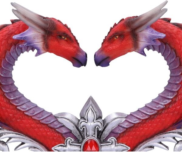 MAGICUN N.GIFTWARE~Dragons Devotion Love Heart Bust Figurine, Red, 29cm