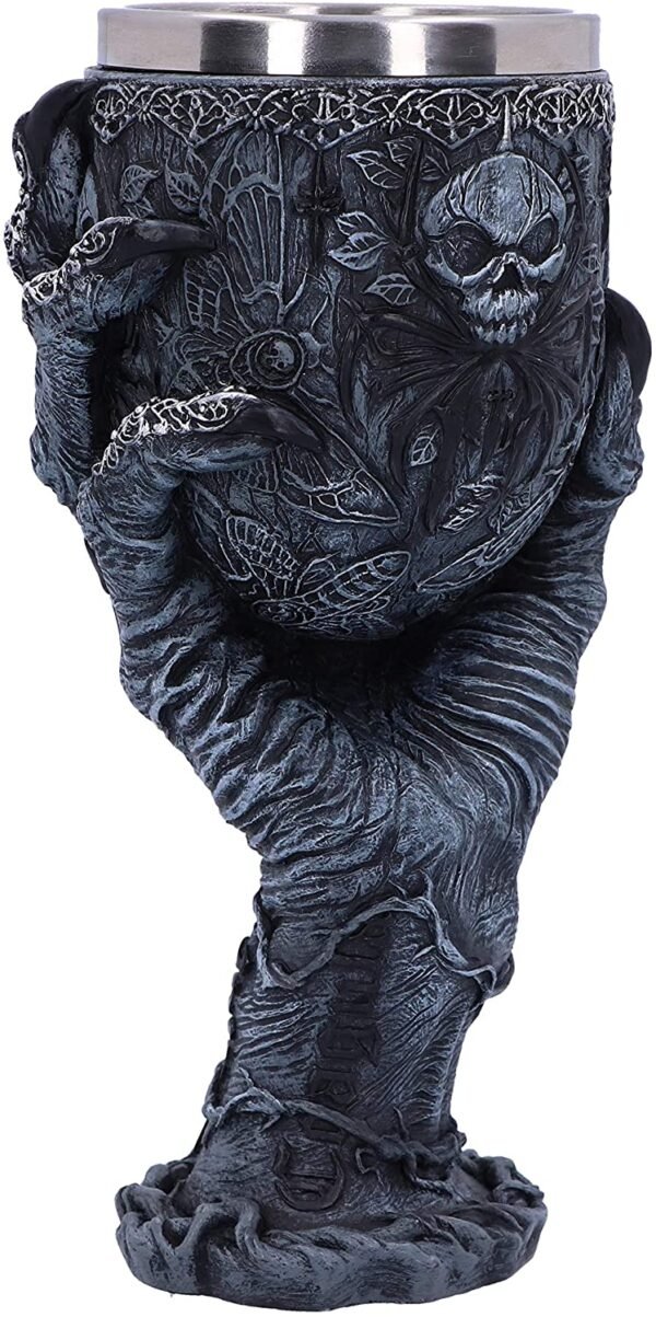 Dark Collection~Baphomet's Grasp Horror Hand Goblet Glass, Polyresin, Black and Silver, 18cm