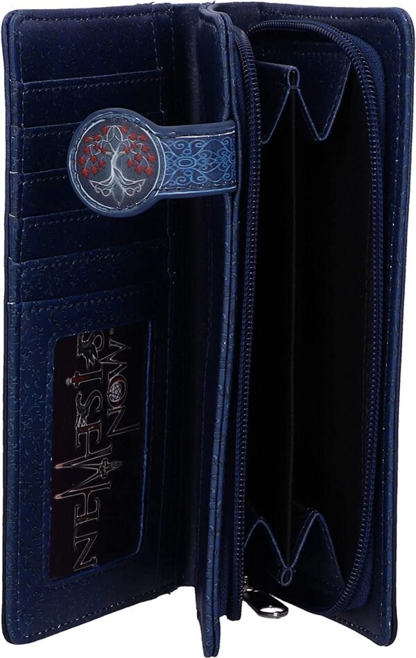 Artist Collections~ Lisa Parker Guardian of The Fall White Autumn Wolf Embossed Purse, Blue, 18.5cm