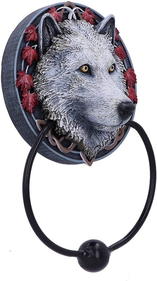 Artist Collections~ Lisa Parker Guardian of the Fall White Autumn Wolf Door Knocker, 18cm